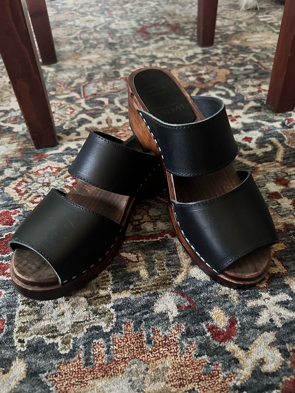 Maguba Black Leather Clogs EU 39 UK 6 US 8.5–9 NWOT